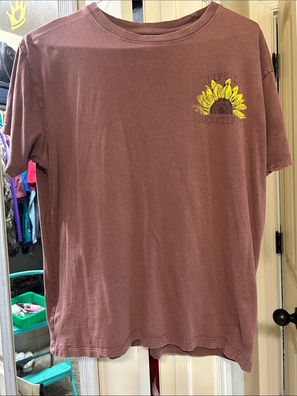 Brown Sunflower Graphic Crop Top - Women